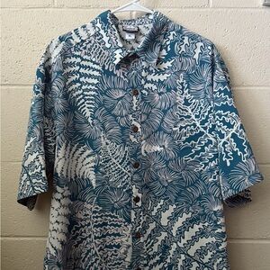Manuheali'i Teal and White Fern Shirt
